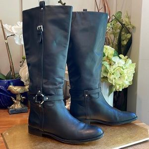 Coach Monday Black Leather Harness Boots